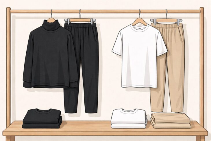 着る服を固定化して生活をシンプルにするイメージ