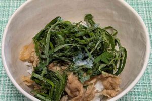 大葉とバターをトッピングした吉野家の牛丼